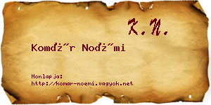 Komár Noémi névjegykártya